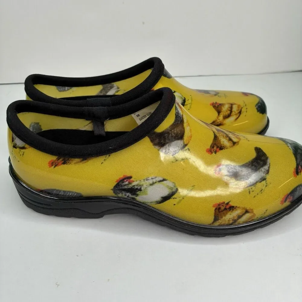 Groundwork Garden Clogs Womens Sz 8 Yellow Waterproof Shoes Chickens Hens